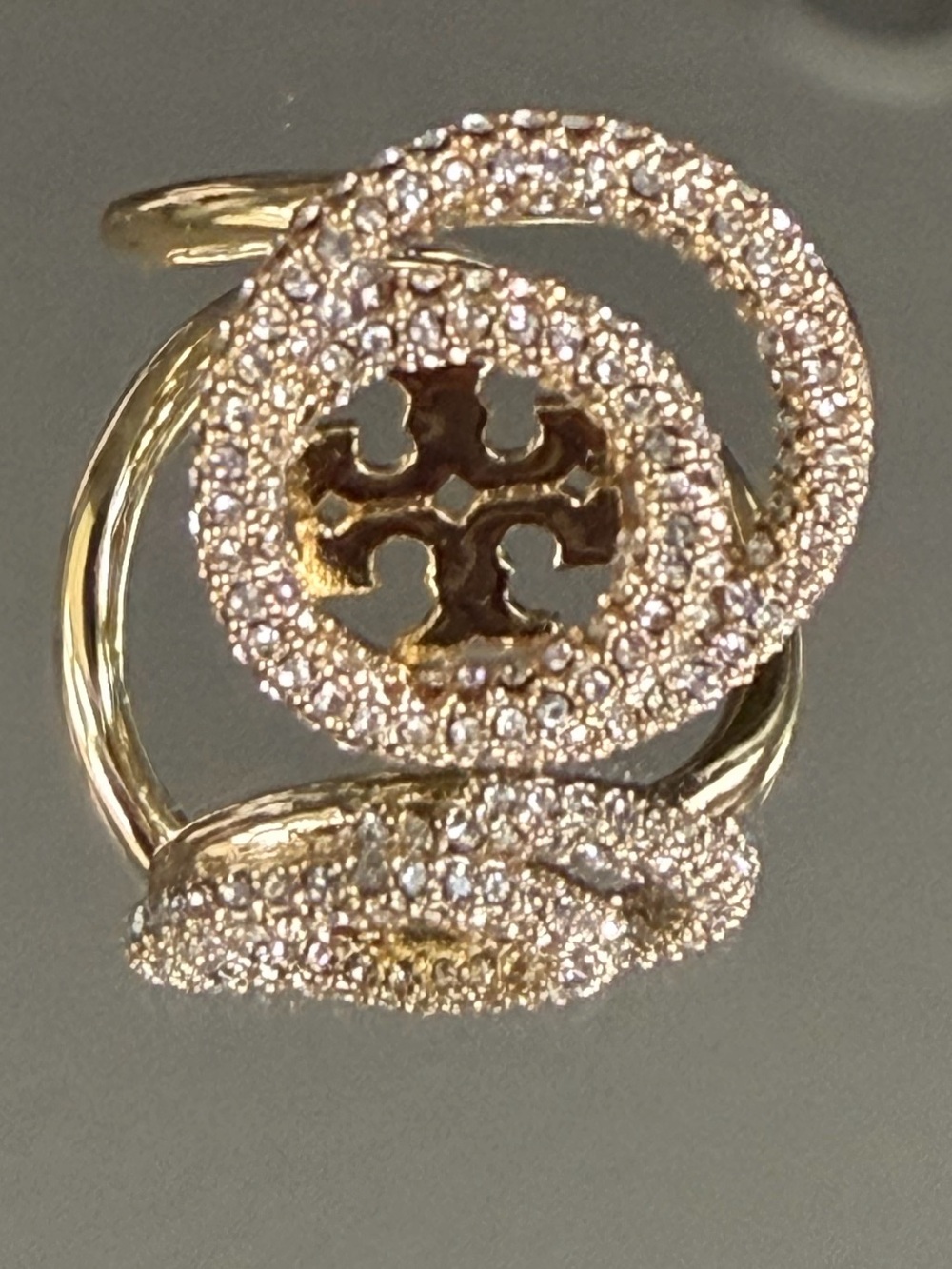Tory Burch Miller Pave Double Circle Ring  7